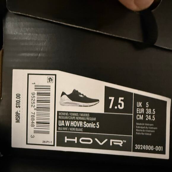 UNDER ARMOUR WOMEN'S 7.5 HOVR SONIC 5 BLACK RUNNING SHOES 3024906-001 - Picture 6 of 6